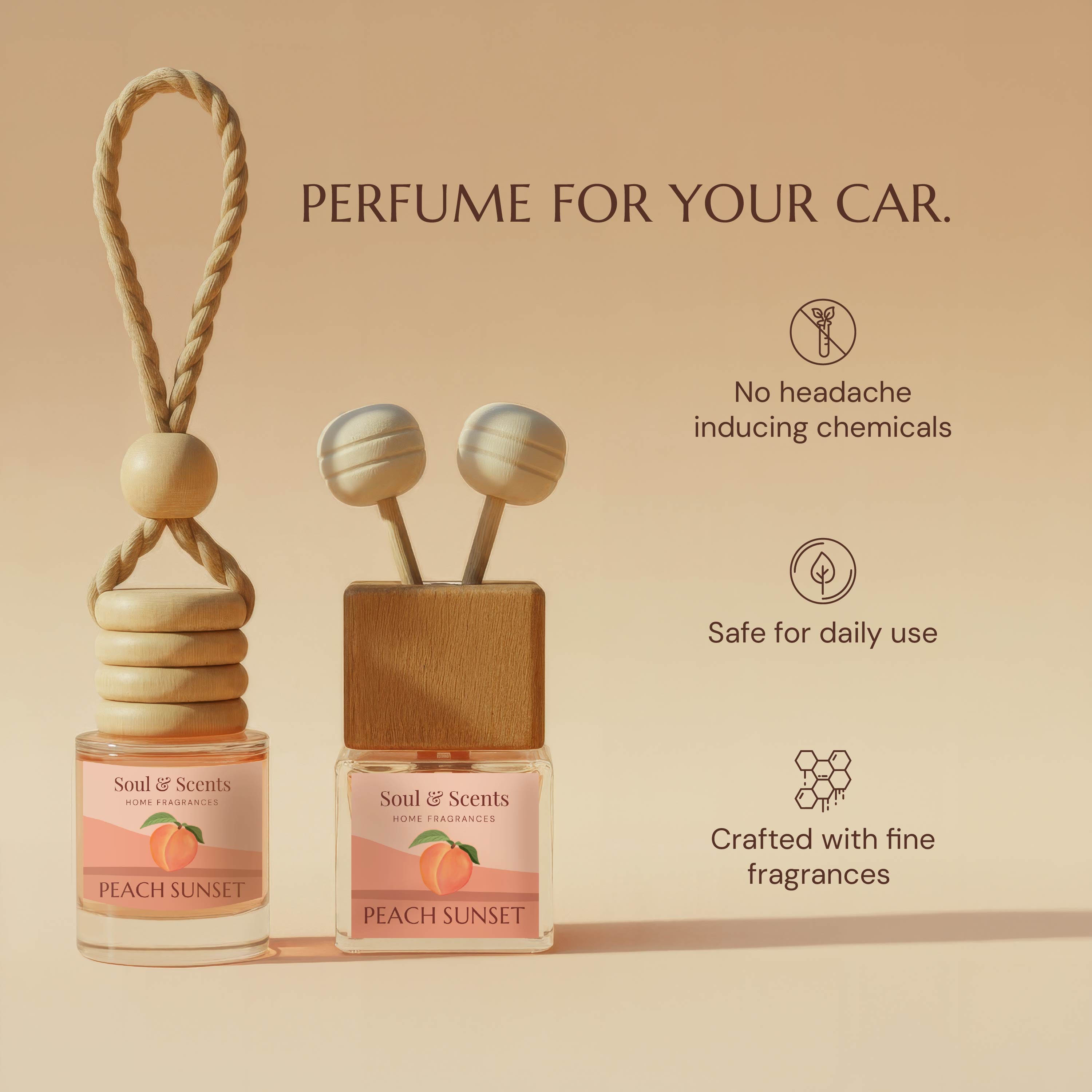 Peach Sunset Car Hanging