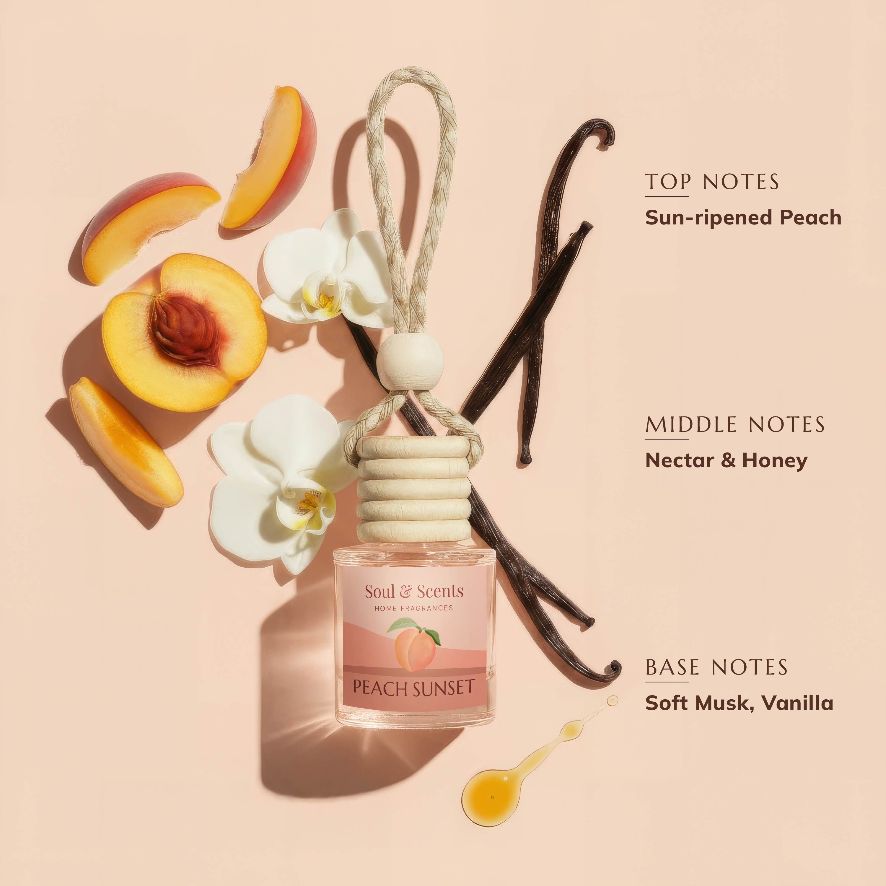 Peach Sunset Car Hanging