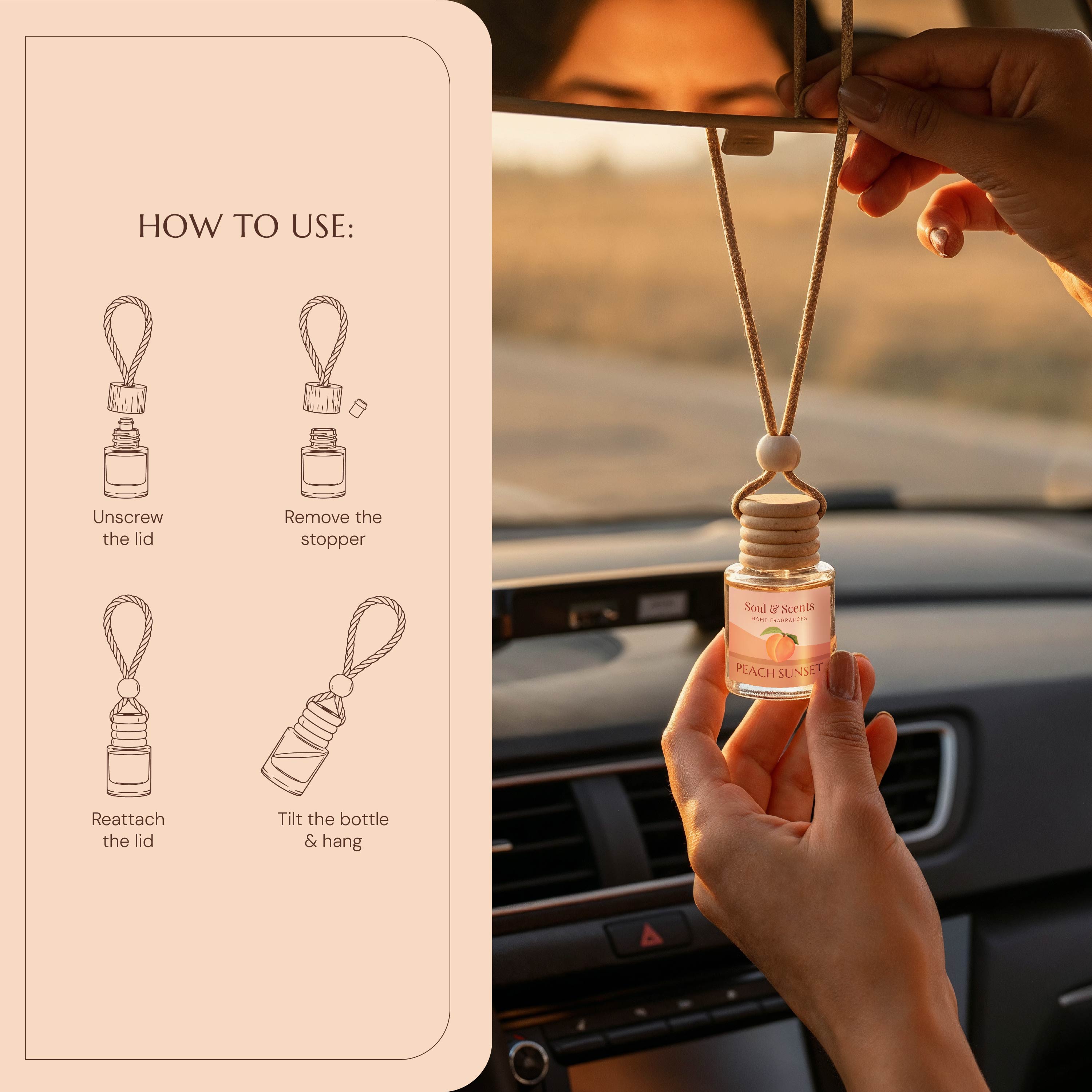Peach Sunset Car Hanging