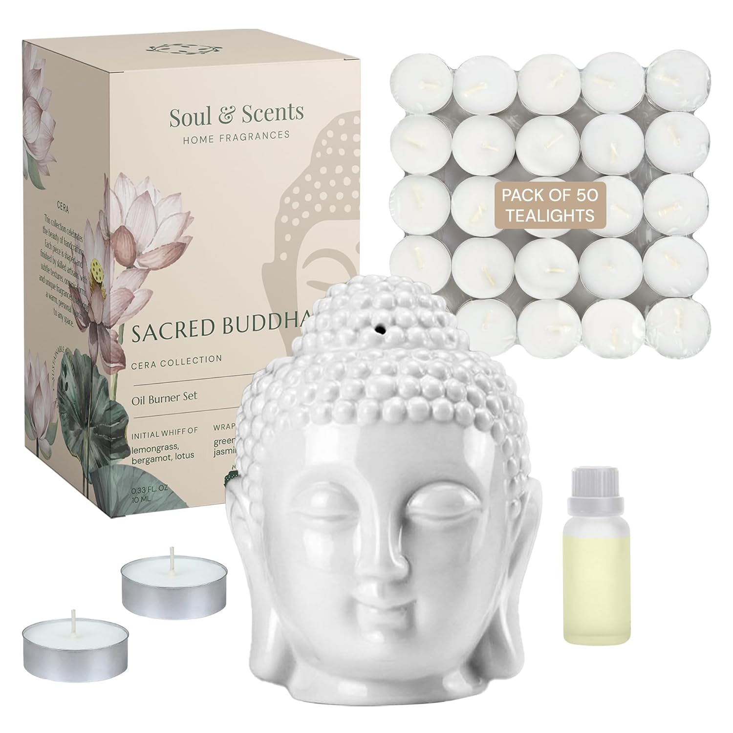 Sacred Buddha with 50 Tealight Candles