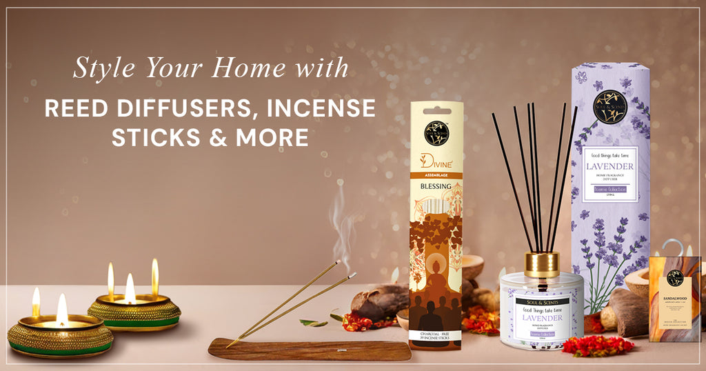 Diwali Decor Ideas: Style Your Home with Reed Diffusers, Incense Sticks.