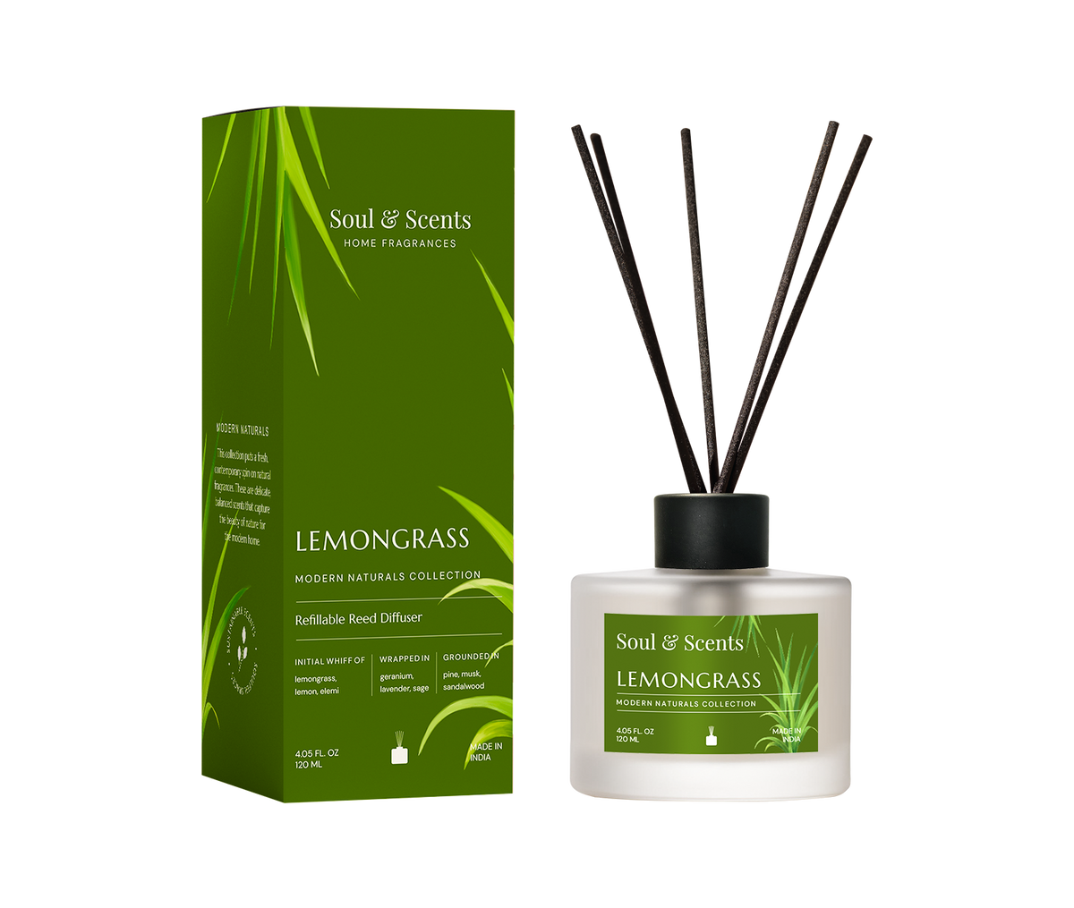 Lemongrass Reed Diffuser | Fresh Citrus Scent for Home & Kitchen