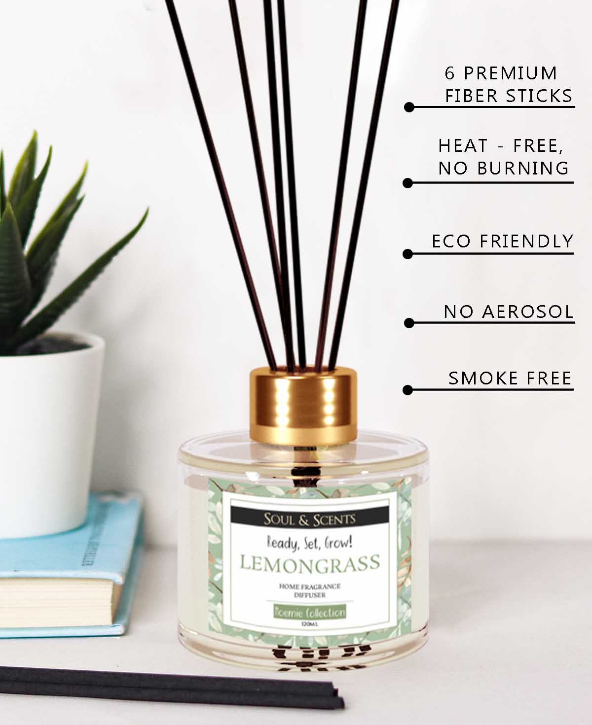 Sweetgrass Reed Diffuser Lemongrass Reed Diffuser: Invigorating Aromatherapy for Refreshing ...