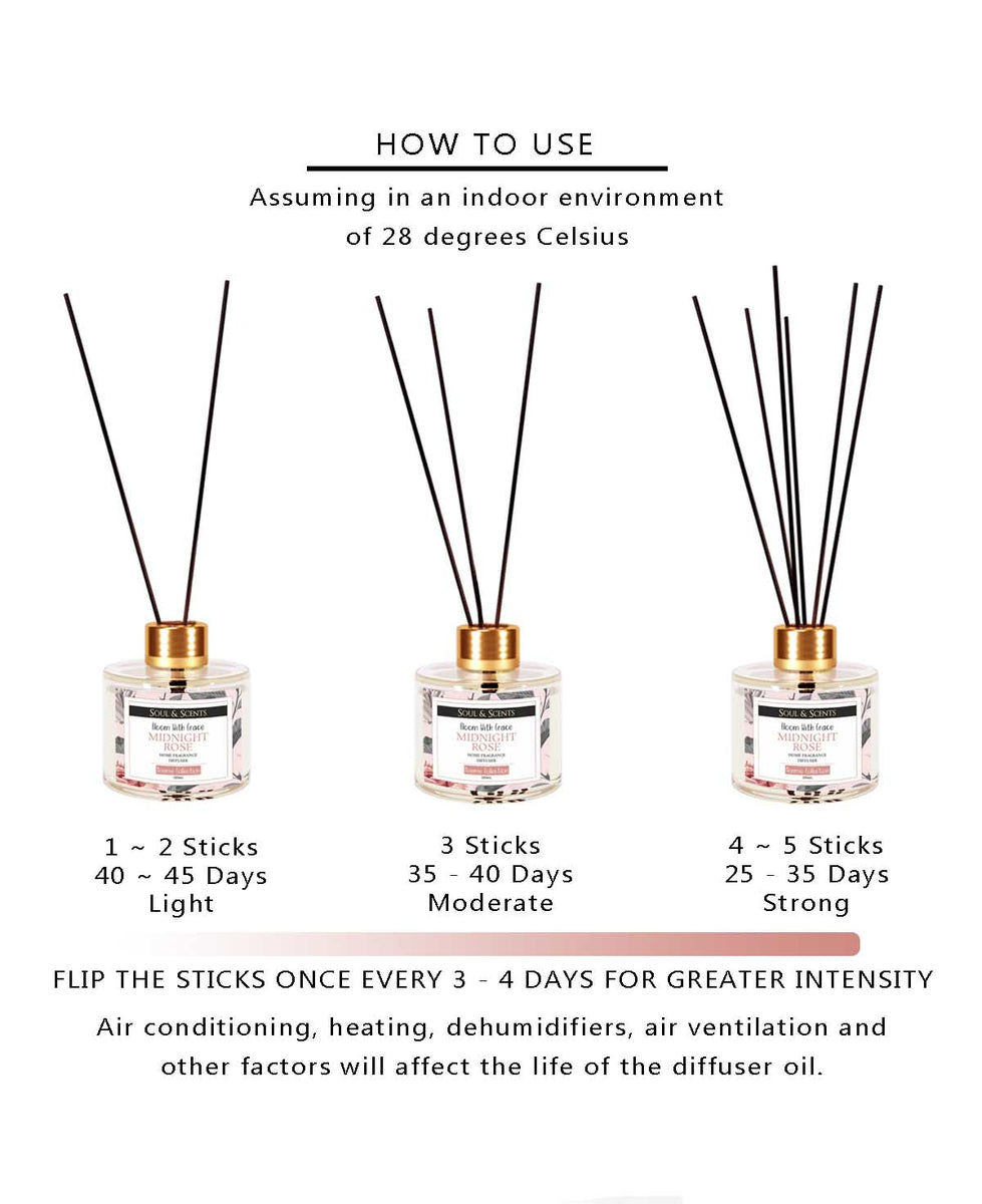 Buy Midnight Rose Scented Reed Diffuser For Sweet Sleep – SOUL & SCENTS