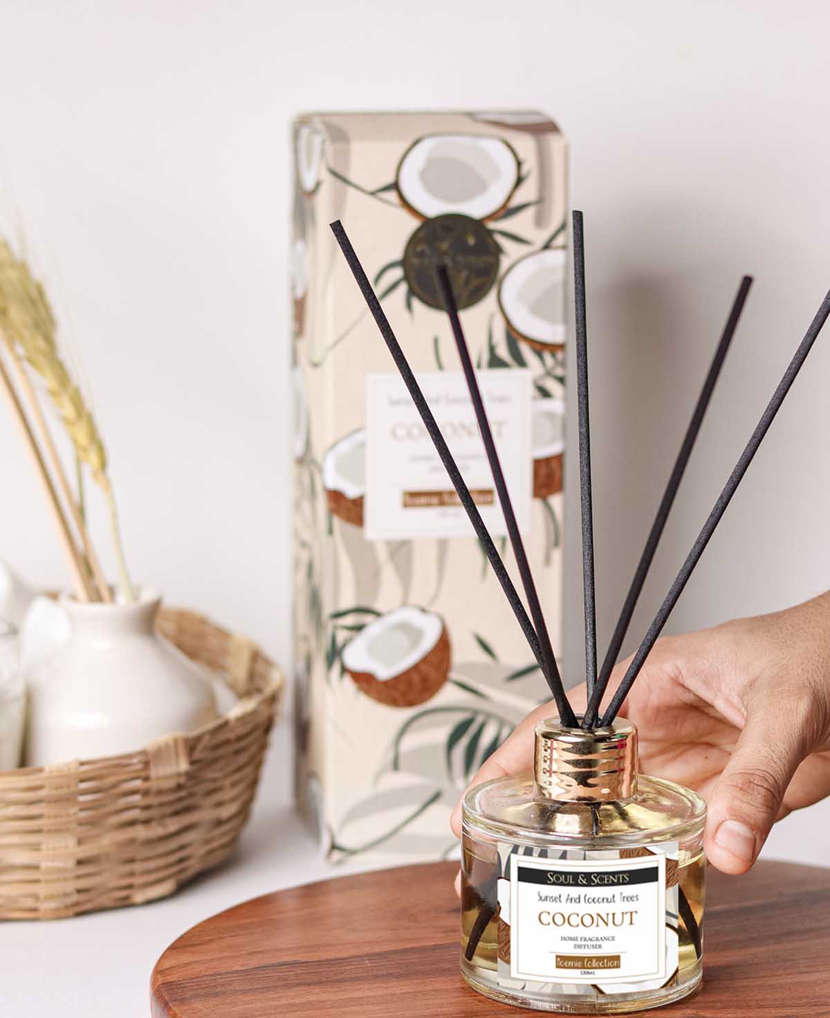 Cornut Diffusers Coconut Reed Diffuser | Refreshing Scented Reed Diffuser for Home ...
